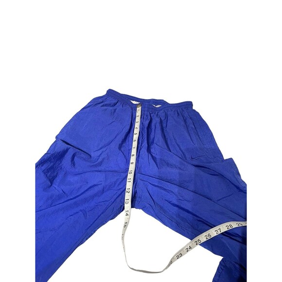 VTG 1997 Nike Tonal Swoosh Track Pants Nylon Windbreaker Joggers Baggy Blue 90s - Picture 11 of 13
